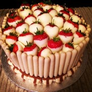 Strawberry and white chocolate vanilla sponge cake